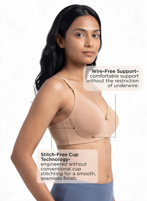Invisi Bra - A Comfort-Focused Bra with Stitch-Free Cup Construction, a Soft Underband and Full Coverage for Everyday Support