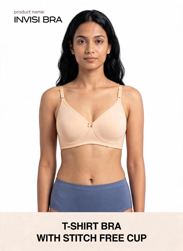 Invisi Bra - A Comfort-Focused Bra with Stitch-Free Cup Construction, a Soft Underband and Full Coverage for Everyday Support