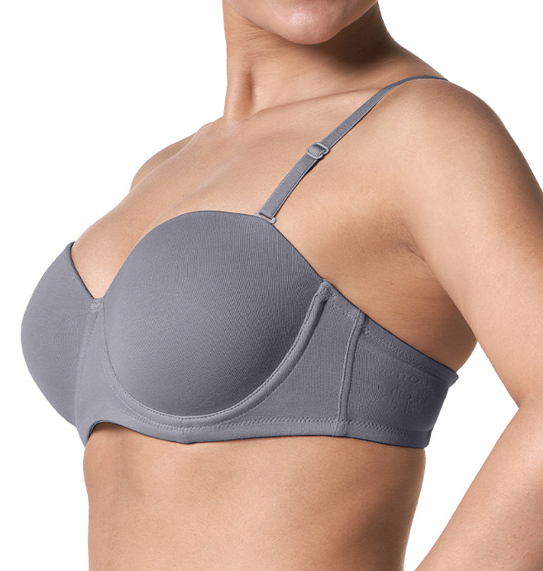 blossom-strapless bra-silver grey2-medium padded(demi-cup)-padded