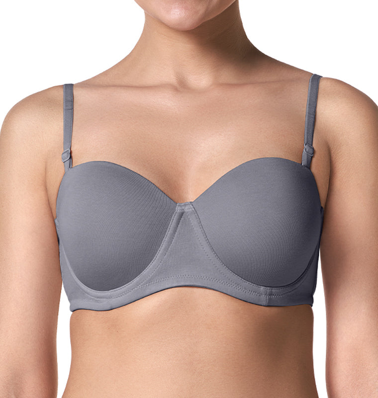 blossom-strapless bra-silver grey1-medium padded(demi-cup)-padded