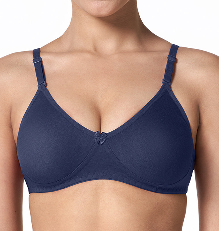 blossom-t-shirt bra-navy blue1-knitted-everyday bra