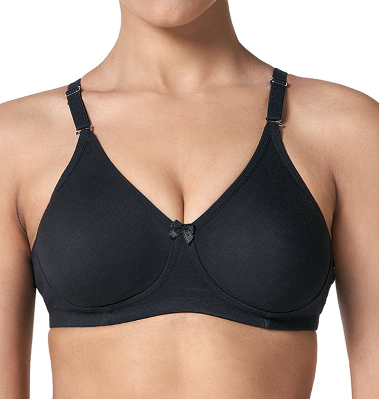 blossom-t-shirt bra-black1-knitted-everyday bra