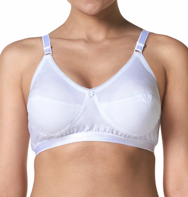 blossom-plus size bra-white1-Woven cotton-support bra