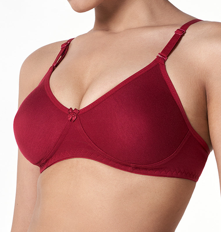 blossom-t-shirt bra-maroon2-knitted-everyday bra