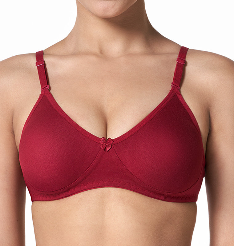 blossom-t-shirt bra-maroon1-knitted-everyday bra