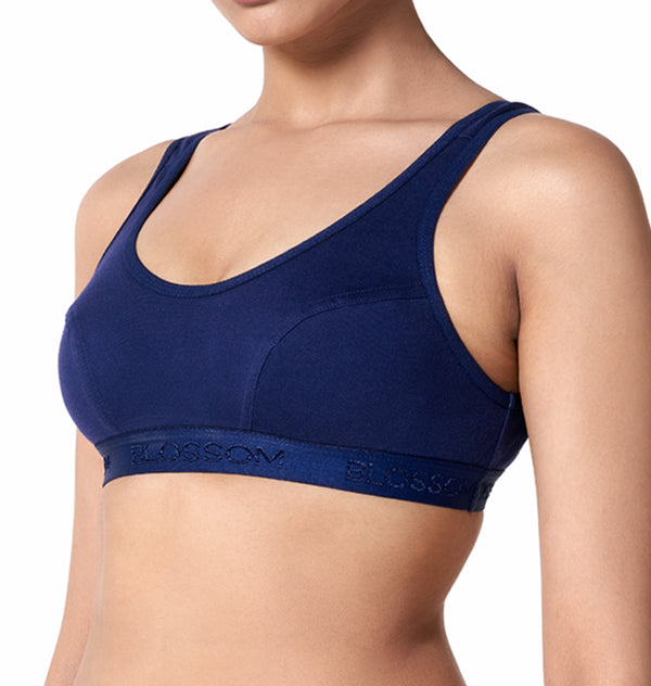Buy_Blossom_seemed_cups_pull_on_style_bra_sporty_bra_Navy-Blue